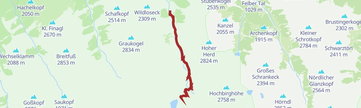 Route map: Hollersbach: Neue Fürther Hütte Wegnr. 916